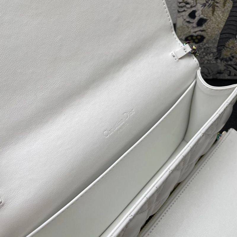 Lady Dior Pouch Emblematic Cannage Lambskin White - Image 5