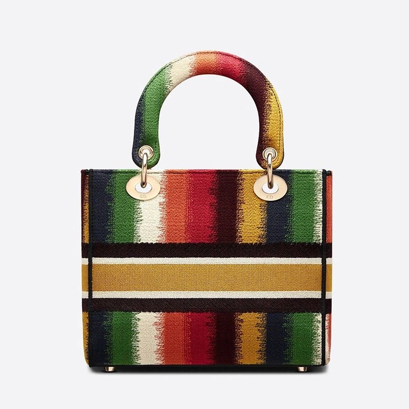 Medium Lady D-lite Bag D-Stripes Motif Canvas Multicolor - Image 3