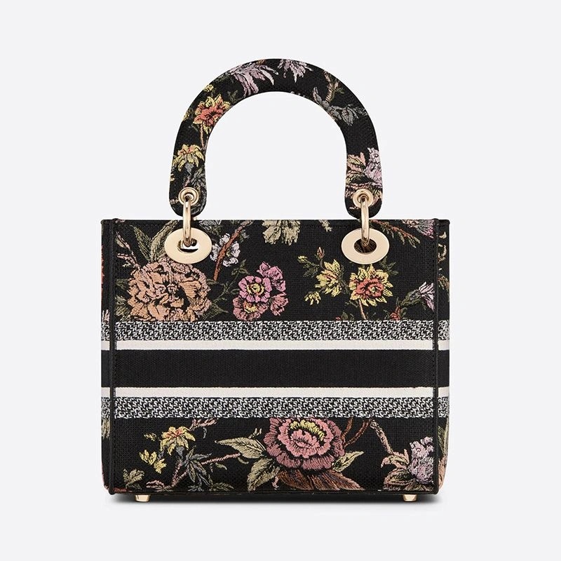 Medium Lady D-lite Bag Jardin Botanique Motif Canvass Black - Image 3