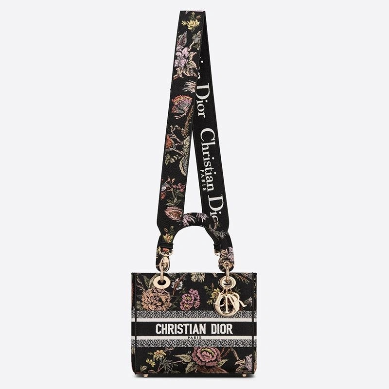 Medium Lady D-lite Bag Jardin Botanique Motif Canvass Black - Image 5