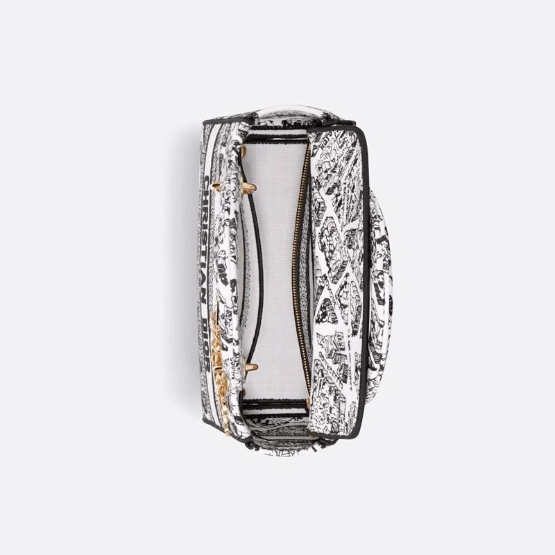 Medium Lady D-lite Bag Plan de Paris Motif Canvas White - Image 4