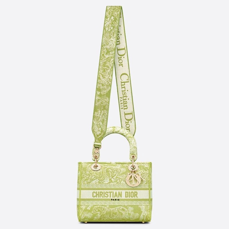 Medium Lady D-lite Bag Toile de Jouy Motif Canvas Lemon - Image 5