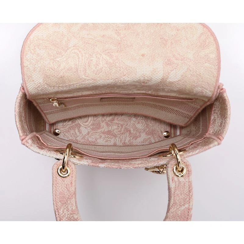 Medium Lady D-lite Bag Toile de Jouy Motif Canvas Pink - Image 3