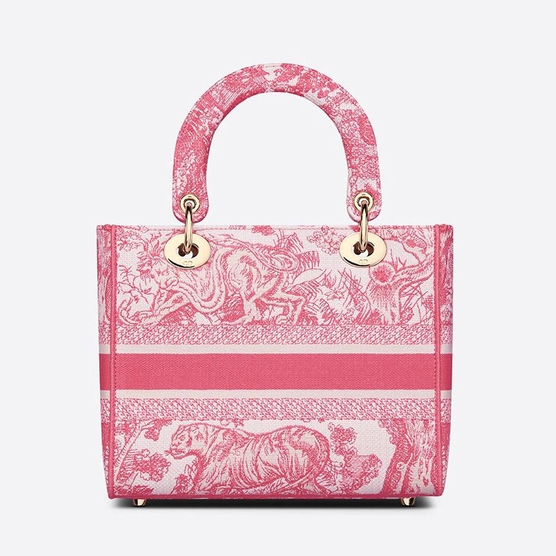 Medium Lady D-lite Bag Toile de Jouy Motif Canvas Rose - Image 3