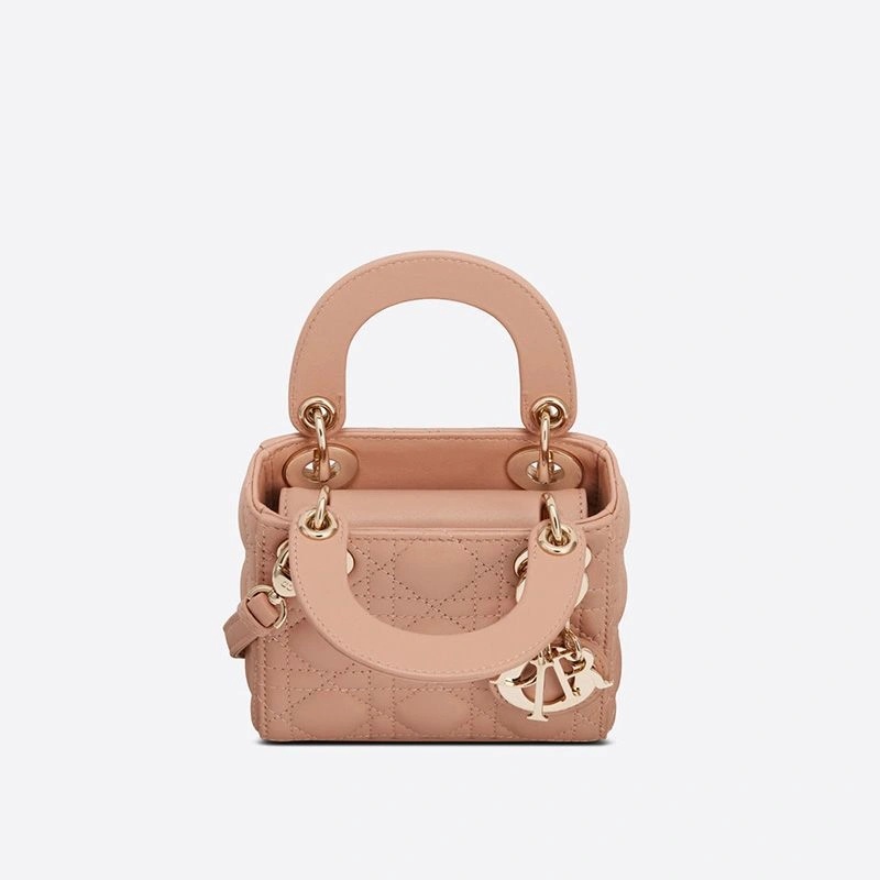 Micro Lady Dior Bag Cannage Lambskin Apricot - Image 3