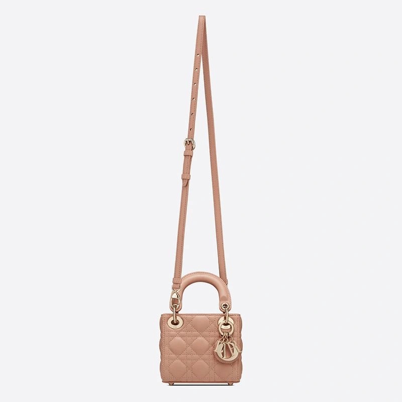Micro Lady Dior Bag Cannage Lambskin Apricot - Image 4