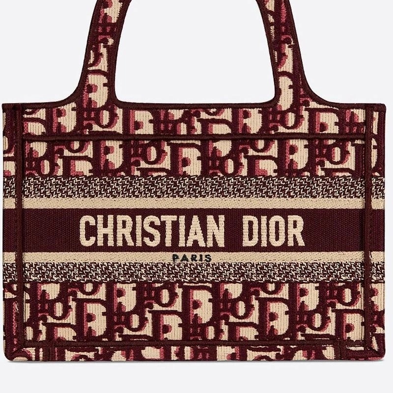 Mini Dior Book Tote Oblique Motif Canvas Burgundy - Image 4