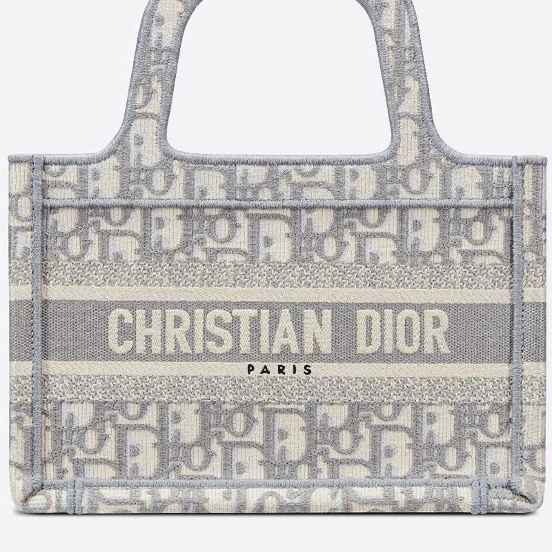 Mini Dior Book Tote Oblique Motif Canvas Grey - Image 4