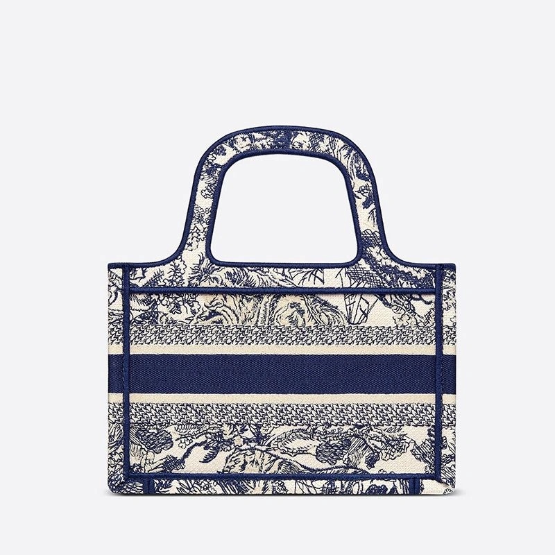 Mini Dior Book Tote Toile De Jouy Motif Canvas Blue - Image 3