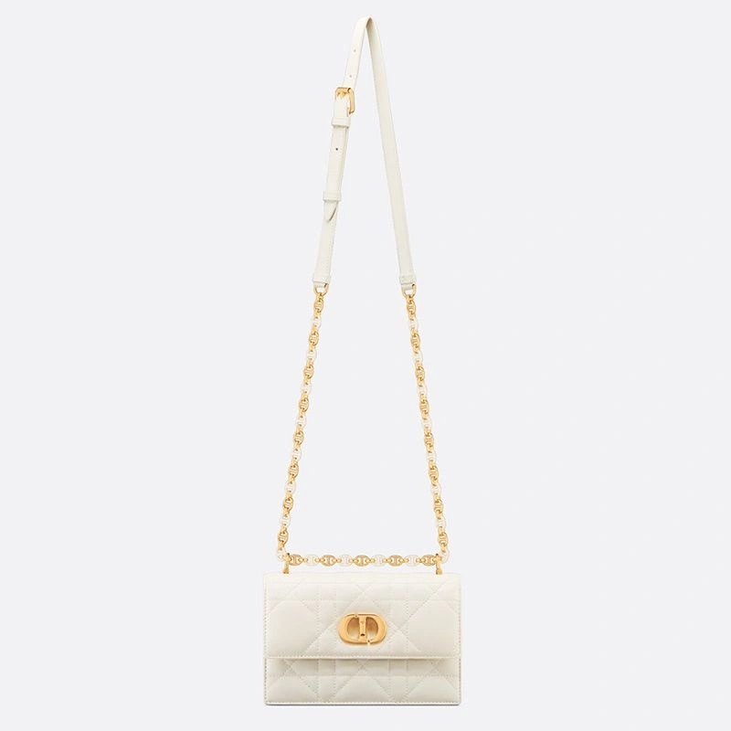 Mini Miss Caro Bag Macrocannage Lambskin White - Image 5