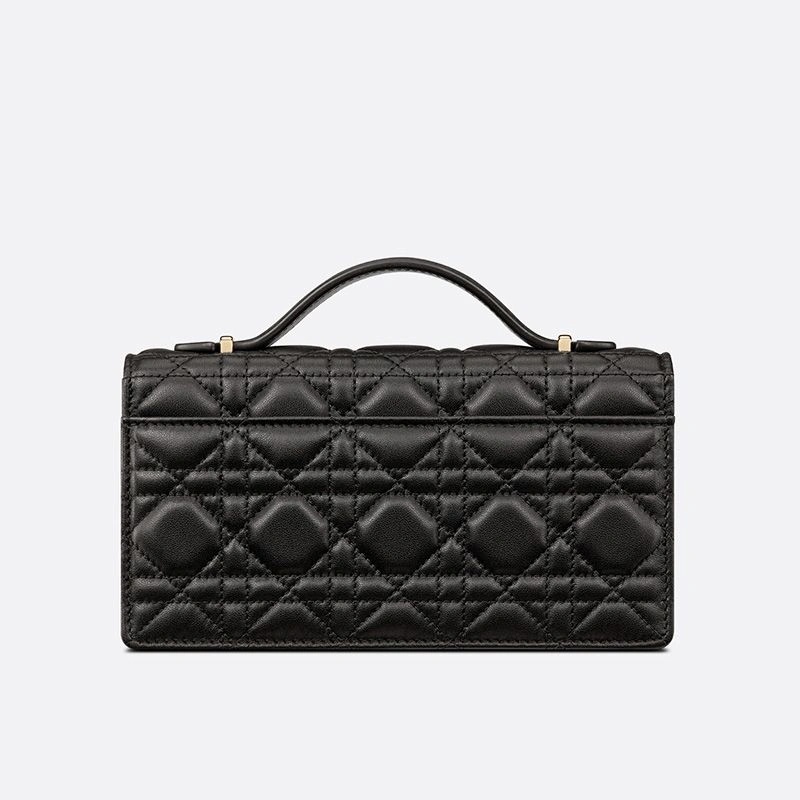 Mini Miss Dior Top Handle Bag Cannage Lambskin Black - Image 3