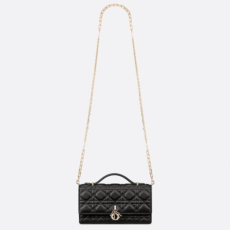 Mini Miss Dior Top Handle Bag Cannage Lambskin Black - Image 5