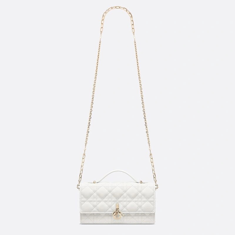 Mini Miss Dior Top Handle Bag Cannage Lambskin White - Image 5