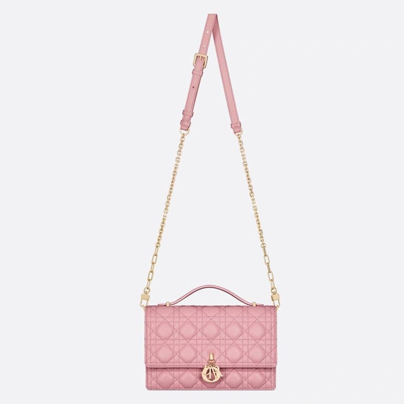 Small Miss Dior Top Handle Bag Cannage Lambskin Pink - Image 5
