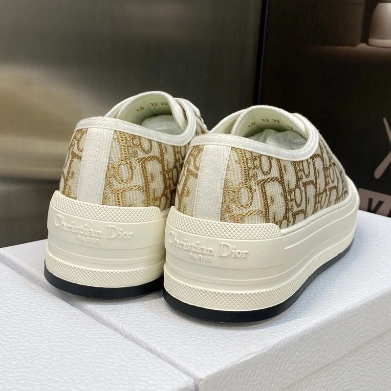 Walk'N'Dior Platform Sneakers Unisex Oblique Motif Canvas Gold - Image 3